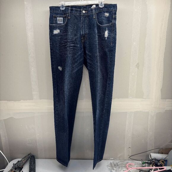 CINCH White Label Jeans Mens 36x34 MB92834018 Dark Wash Distressed Faded EUC - Picture 1 of 10